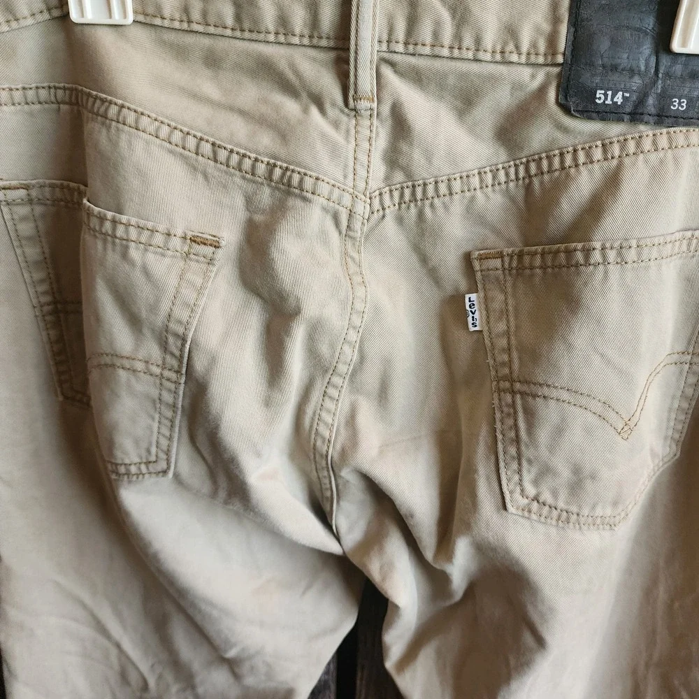 Levis Jeans Men's 33x31 Beige‎ Khaki Cotton Straight Fit Lightweight White Tag